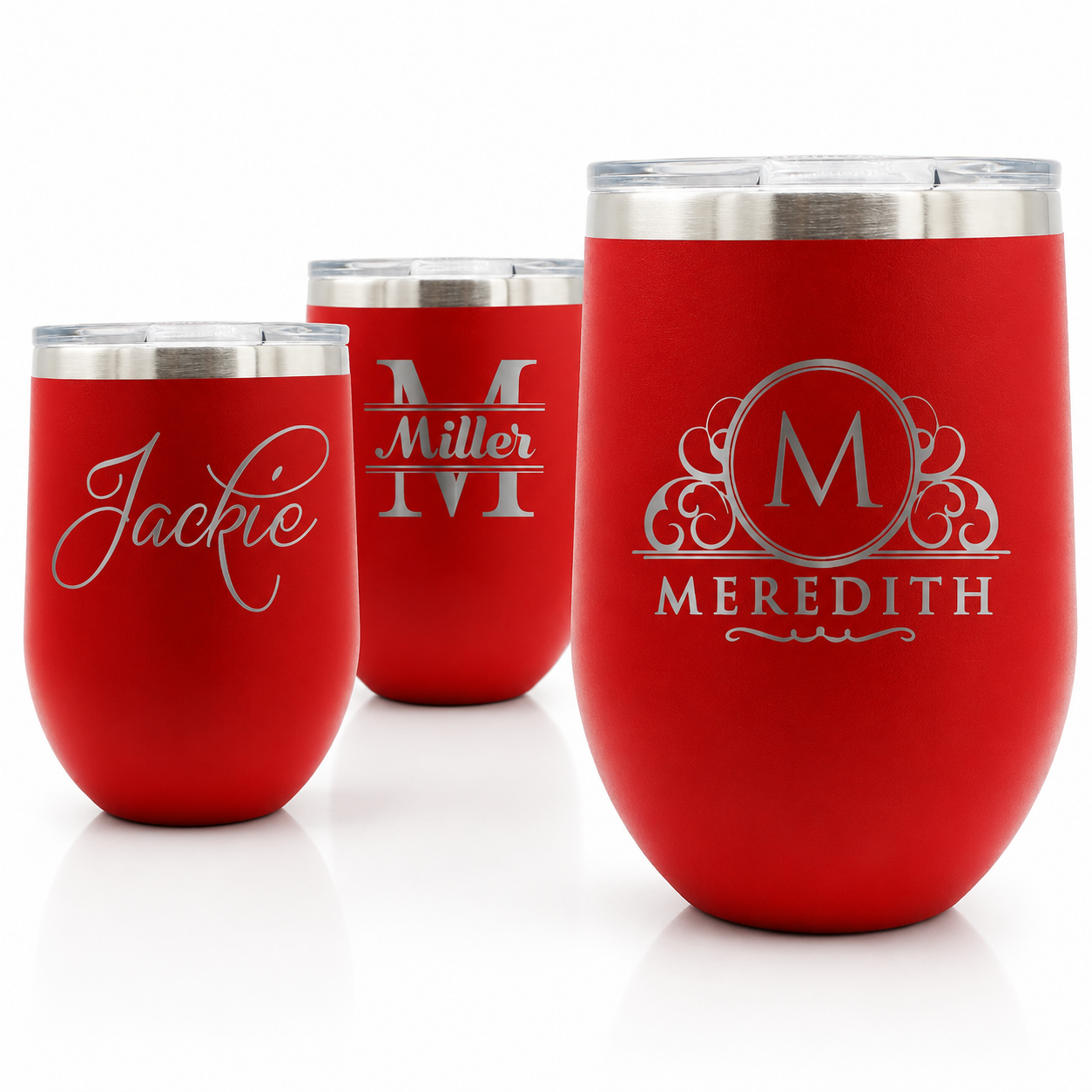 12oz Tumbler red 2 Personalized 12oz Stainless Steel Wine Tumblers with Custom Laser Engrave - Image 1