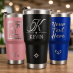 Personalized Tumbler with Engraved Text Name, Custom Double Wall Insulated 30oz Tumbler