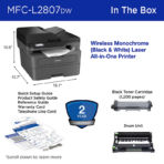 Brother MFC-L2807DW Wireless Compact Monochrome All-in-One Laser Printer with Copy, Scan and Fax, Duplex - Image 2