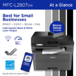 Brother MFC-L2807DW Wireless Compact Monochrome All-in-One Laser Printer with Copy, Scan and Fax, Duplex - Image 3