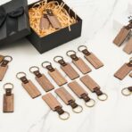 Customized Leather Keychain Blanks, Engraved Wood Key Chain - Image 2