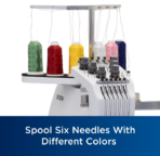 Brother Entrepreneur W PR680WBNDL 6-Needle Embroidery Machine with Stand and Universal Cap Frame Set - Image 5
